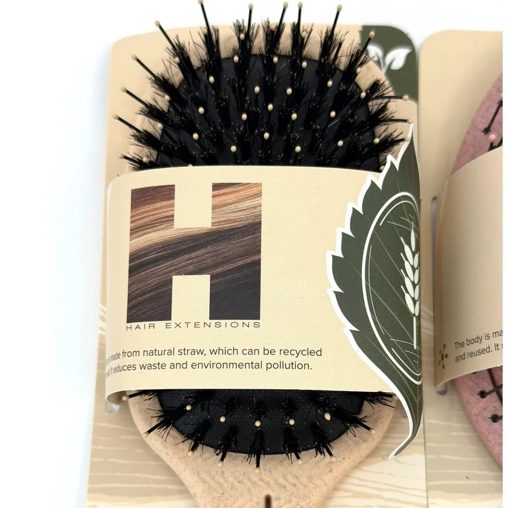 Hotheads Hair Extensions Detangling and Smoothing Eco Brush Set Boar Bristle NEW